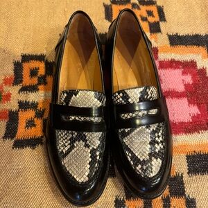 M. Gemi Black and Snakeskin Loafers
